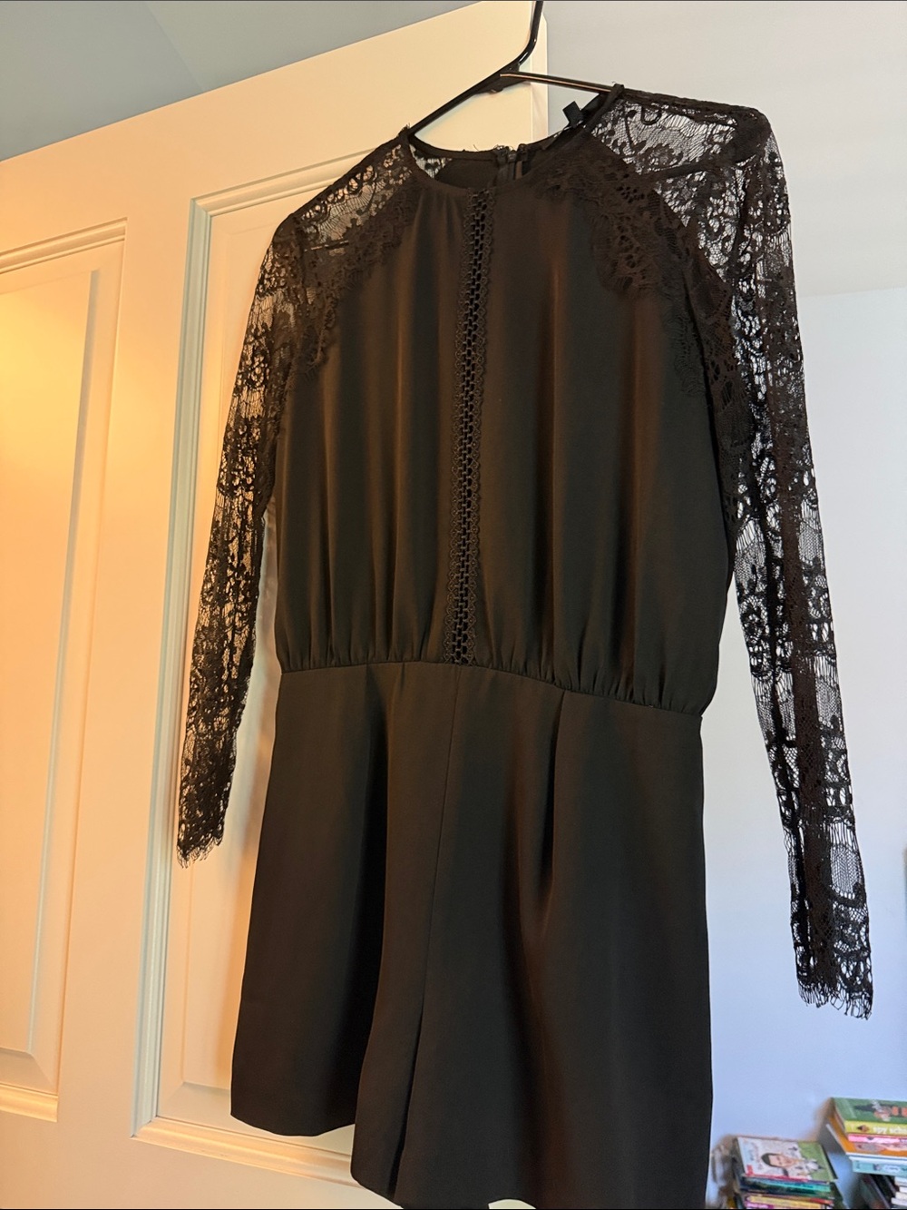 Endless Rose Black Lace Sleeve Romper